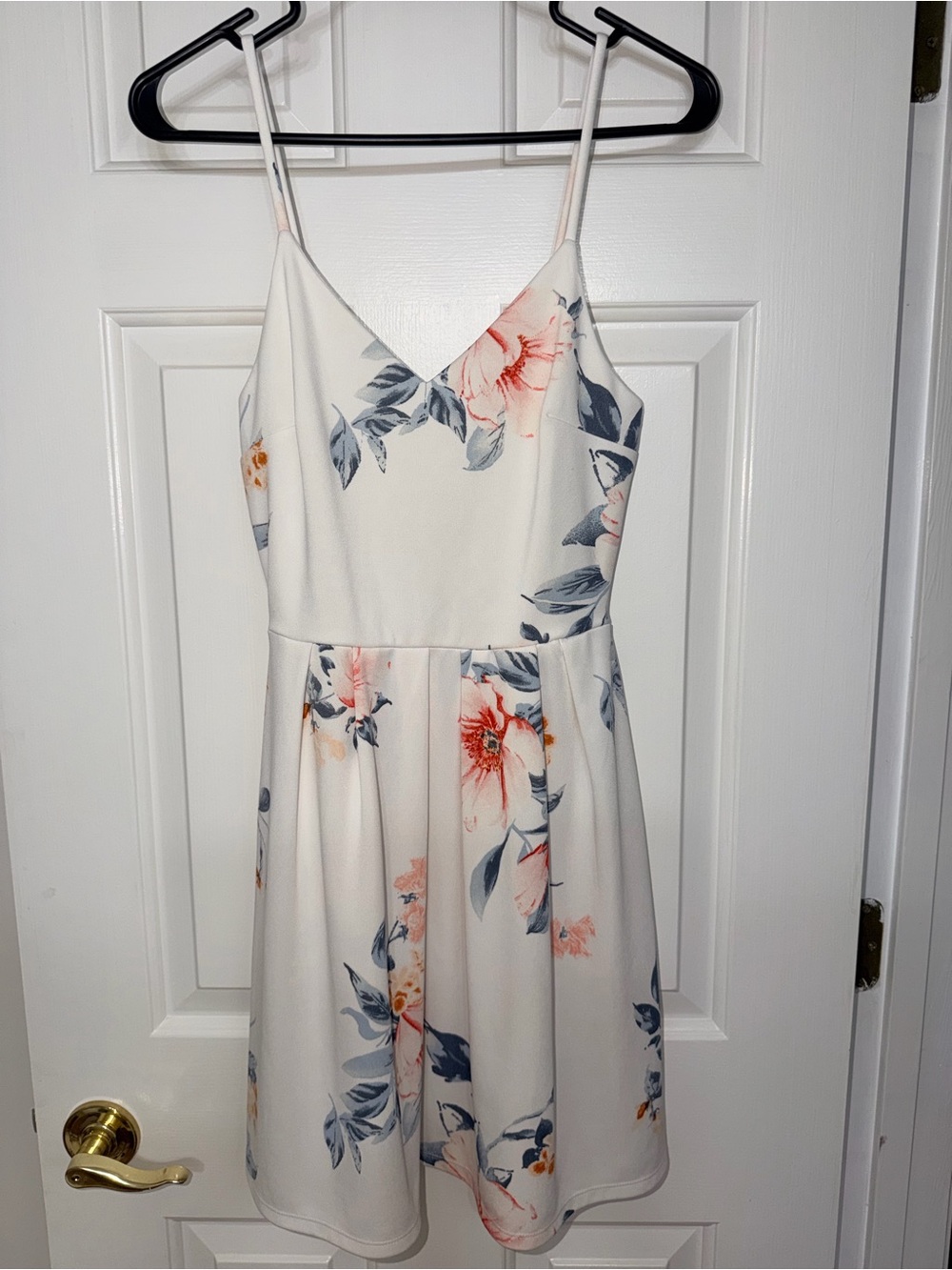 Monteau White Mini Sundress with White Floral Print